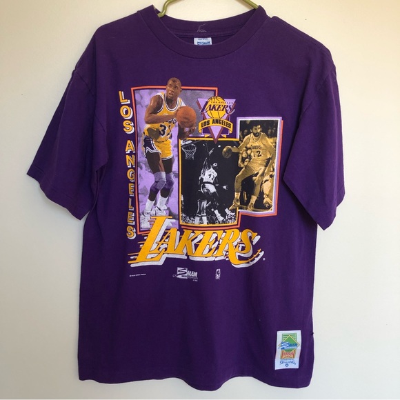 Los Angeles Lakers Magic Johnson, James Worthy, Vlade Divac Vintage 1991 Shirt - Picture 2 of 8